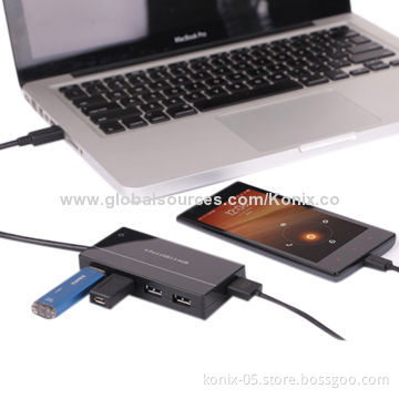 4-port USB 3.0 switch hub with DCP charging adapterNew